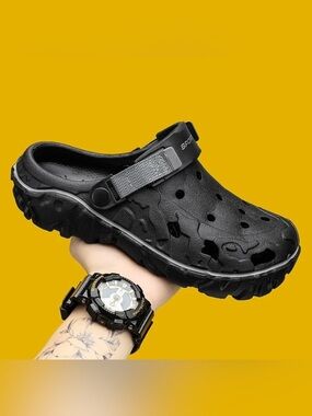Men’s croc Style Inspired Shoes Sandal Clogs Black Gray Size 12